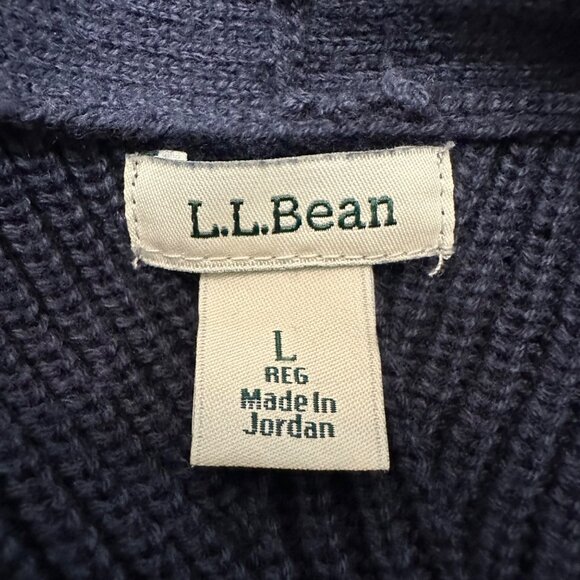 LL Bean Cardigan Women L Reg Navy Blue Knit Duster Long Pockets Open Sweater - Picture 6 of 12